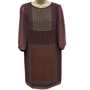 Max Studio 3/4 Sleeve Geometric Printed Lined Dress Size Small